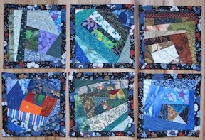 Coasters made from crazy quilt squares