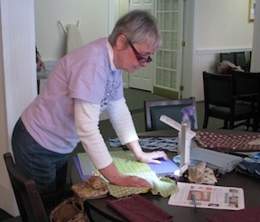 Jane reading a pattern